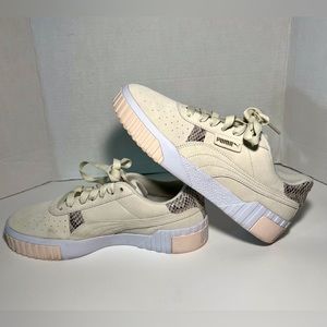 Womens Puma Cali Suede Snake Marshmallow/Rosewater Sneaker